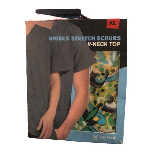 UNISEX Stretch Scrubs V-Neck top XL Multicolored - Picture 6 of 6